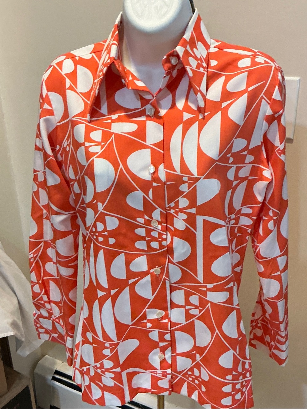 VTG LANVIN 1970’s Abstract Geometric Pattern Blouse
